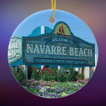 Adorno De Cerámica Señal de bienvenida de Navarre Beach Florida<br><div class="desc">Playa Navarre,  Florida,  foto de letrero de bienvenida celebra una de las playas más bellas del pórtico de Florida. Recuerda tus vacaciones con un adorno conmemorativo. Elija su forma de ornamento.</div>