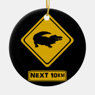 Adorno De Cerámica señal de ruta de cocodrilo