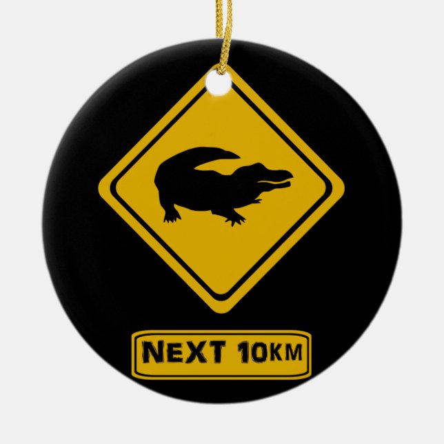 Adorno De Cerámica señal de ruta de cocodrilo (Frente)