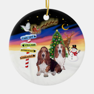 Adorno De Cerámica Señales de Navidad - Dos Sabuesos Basset