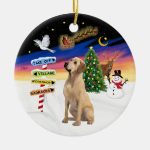 Adorno De Cerámica Señales de Navidad - Labrador Amarillo