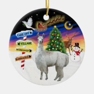 Adorno De Cerámica Señales de Navidad - Llama 12