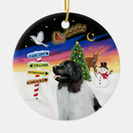 Adorno De Cerámica Señales de Navidad - Newfie Landseer