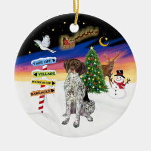 Adorno De Cerámica Señales de Navidad - Pointer de Pelo Corto Alemán