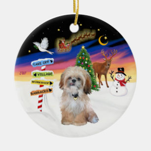 Adorno De Cerámica Señales de Navidad - Shih Tzu (P)
