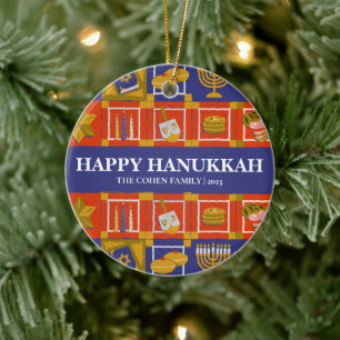 Adorno De Cerámica Sencilla y elegante fotografía familiar Hanukkah