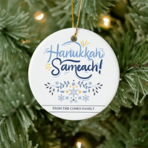 Adorno De Cerámica Sencilla y elegante fotografía familiar Hanukkah