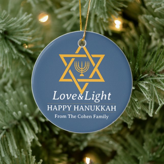 Adorno De Cerámica Sencilla y elegante fotografía familiar Hanukkah (Árbol)