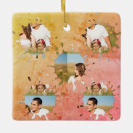 Adorno De Cerámica Sencillo collage de fotos en círculo personalizado