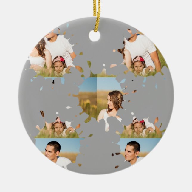 Adorno De Cerámica Sencillo collage de fotos en círculo personalizado (Frente)