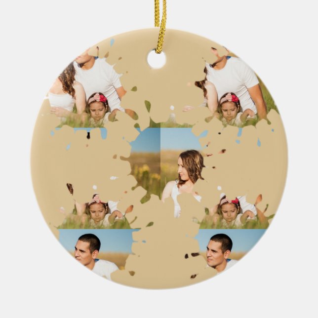 Adorno De Cerámica Sencillo collage de fotos en círculo personalizado (Frente)