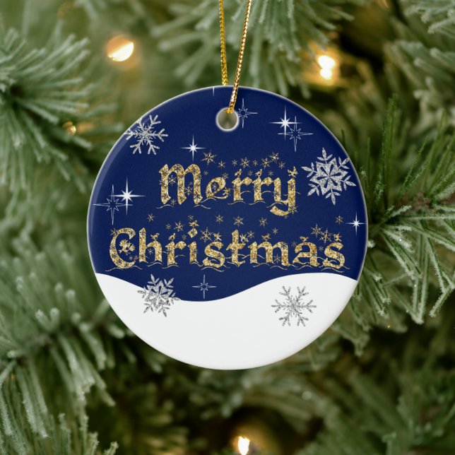 Adorno De Cerámica Sencillo Purpurina elegante de Navidades espumosos (Árbol)