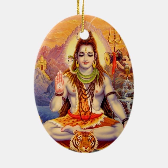 Adorno De Cerámica Señor Shiva Meditating Ornament (Atrás)