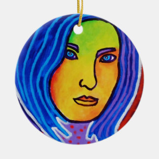 Adorno De Cerámica Señora azul del pelo