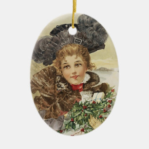 Adorno De Cerámica Señora de la Vintage con Holly