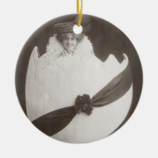 Adorno De Cerámica Señora del Huevo de Pascua Vintage