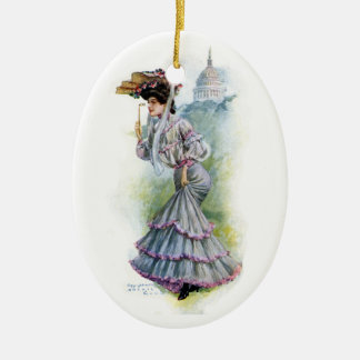 Adorno De Cerámica Señora del Victorian en vestido de la lavanda