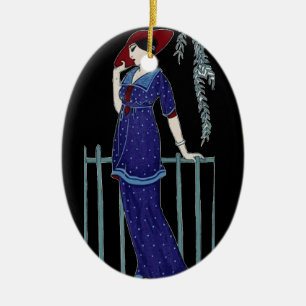 Adorno De Cerámica Señora elegante de los años 20 de la moda de Par