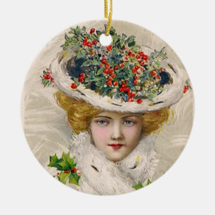 Adorno De Cerámica Señora encantadora del navidad