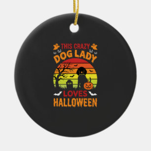 Adorno De Cerámica Señora Perro Loco Ama Diseño Antiguo de Halloween