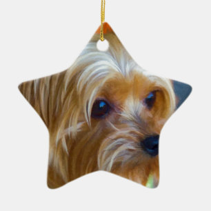 Adorno De Cerámica Señora pintada Yorkshire Terrier