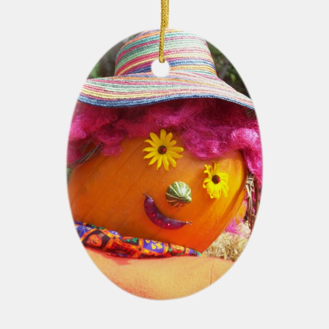 Adorno De Cerámica Señora rosada del espantapájaros (Frente)