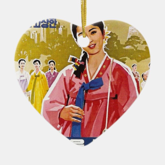 Adorno De Cerámica Señoras coreanas que llevan Hanbok (Frente)