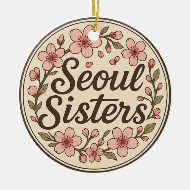 Adorno De Cerámica Seoul Sisters Korea Travel Memory Ceramic Ornament (Frente)