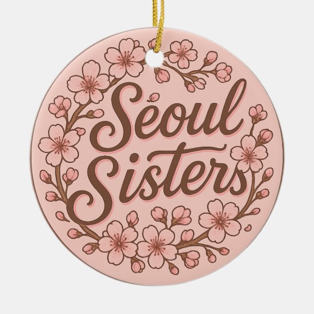 Adorno De Cerámica Seoul Sisters Korea Travel Memory Ceramic Ornament (Frente)