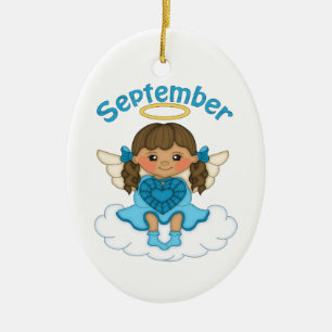 Adorno De Cerámica Septiembre Ángel Brunette