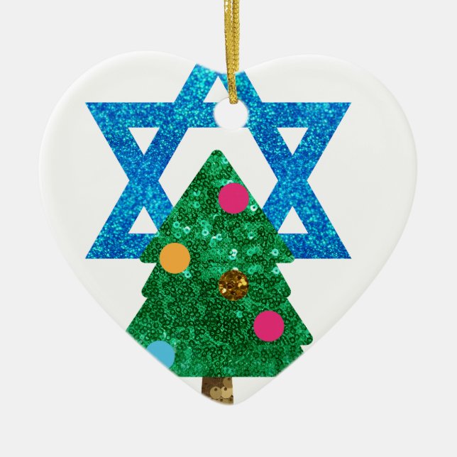 Adorno De Cerámica sequin christmukkah hanukkah (Frente)