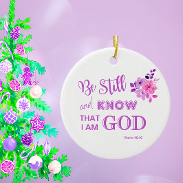 Adorno De Cerámica Ser aún cristiano cita morado rosado floral