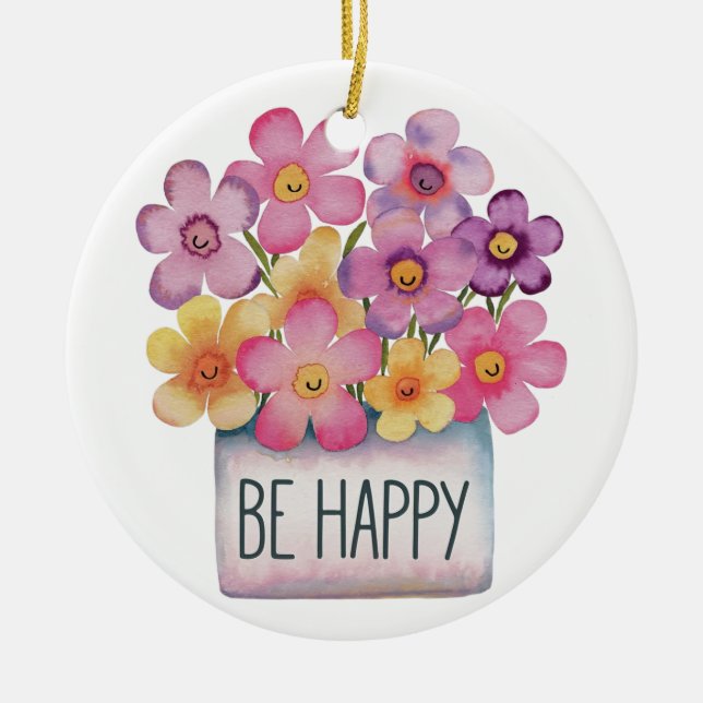 Adorno De Cerámica Ser feliz (Frente)