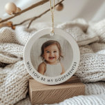 Adorno De Cerámica ¿Serás mi padrino? Foto propuesta<br><div class="desc">¿Buscando una manera dulce de pedirle a un ser querido que sean los padrinos de tu bebé? Este diseño moderno y minimalista es la forma perfecta de plantear la pregunta. Ya sea que le preguntes a un miembro de la familia o a amigos cercanos, esto te ayudará a crear un...</div>