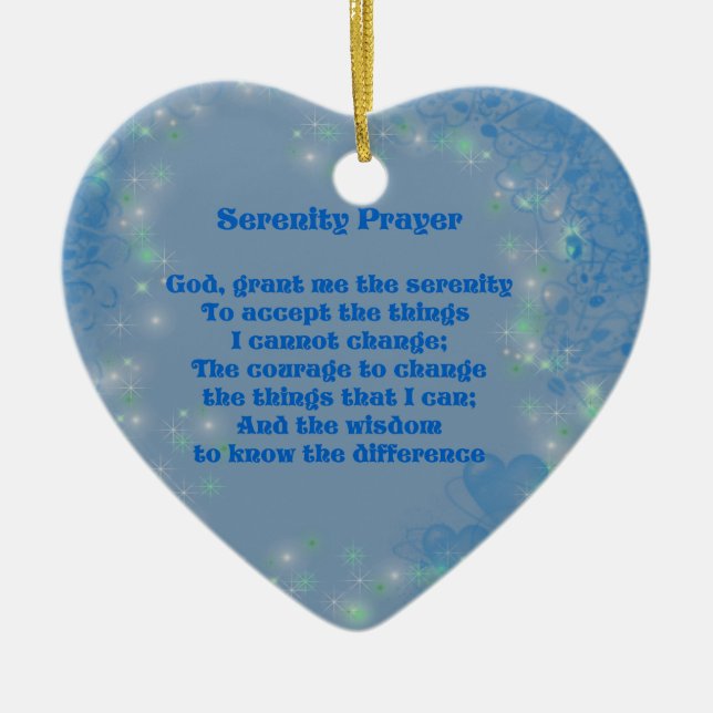 Adorno De Cerámica Serenity Prayer Blue Hearts Inspirador (Frente)