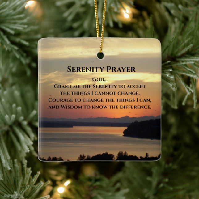 Adorno De Cerámica Serenity Prayer Naranja Seascape Sunset (Árbol)