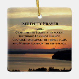 Adorno De Cerámica Serenity Prayer Naranja Seascape Sunset