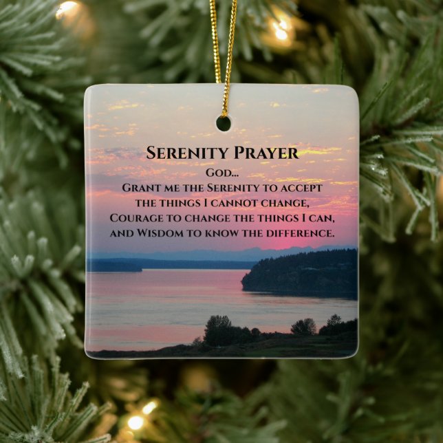 Adorno De Cerámica Serenity Prayer Pink Seascape Sunset (Árbol)