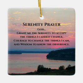 Adorno De Cerámica Serenity Prayer Pink Seascape Sunset