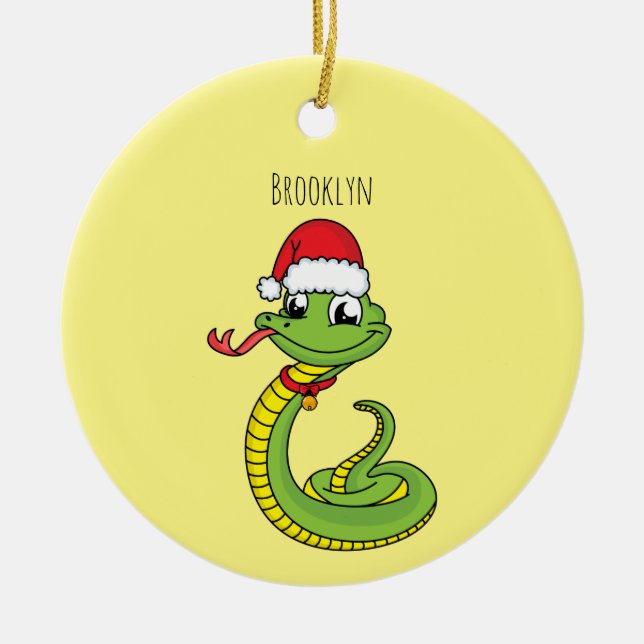 Adorno De Cerámica Serpiente verde suave con personalizado de sombrer (Frente)