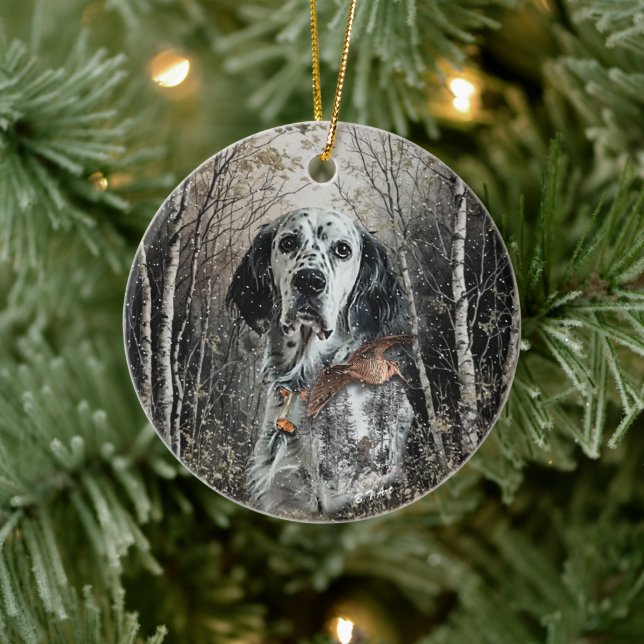 Adorno De Cerámica Setter Inglés  (Árbol)