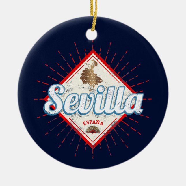 Adorno De Cerámica Sevilla Andalucía España Retro Flamenco (Frente)