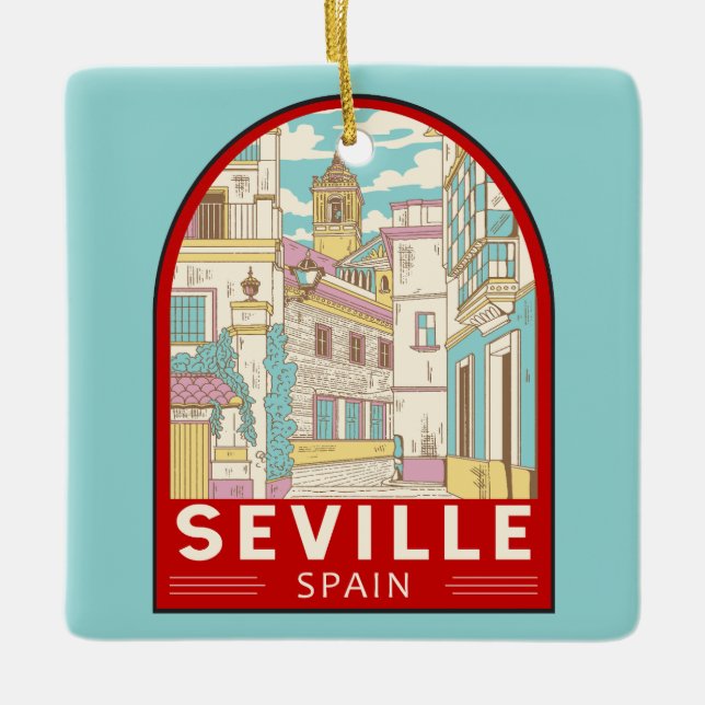Adorno De Cerámica Seville Spain Travel Retro Emblem (Anverso)