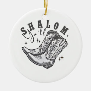 Adorno De Cerámica Shalom a todos vaquero Hanukkah judío Oeste