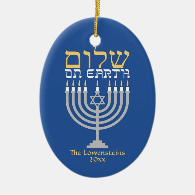 Adorno De Cerámica Shalom Peace on Earth Hanukkah Holiday Photo (Frente)