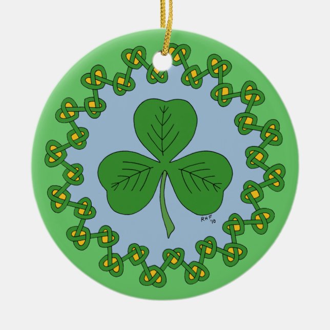 Adorno De Cerámica Shamrock and Knotwork (Frente)