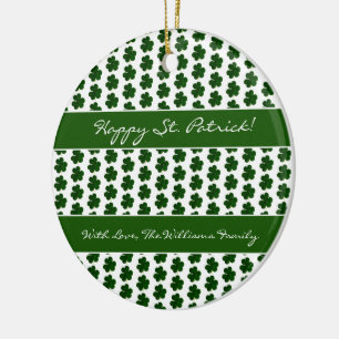 Adorno De Cerámica Shamrock Clover Pattern Personalizado Textos St. P