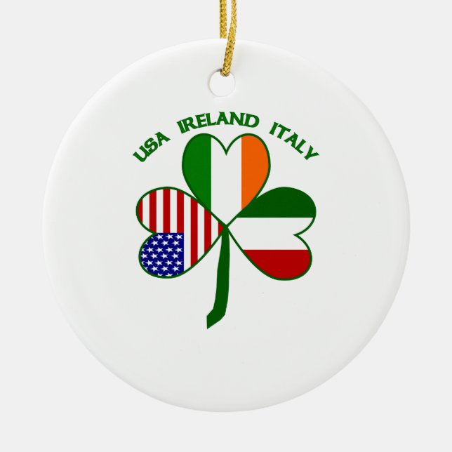 Adorno De Cerámica Shamrock Italia Estados Unidos Irlanda (Frente)