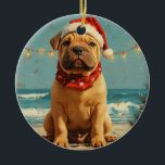 Adorno De Cerámica Shar Pei Dog Navidades Vintage Beach<br><div class="desc">Traiga el calor de las vacaciones a la orilla con este encantador diseño de estilo vintage con un perro de festividad sentado en una tranquila playa. Con un toque vacacional clásico de tonos nostálgicos y vibraciones costeras, esta obra de arte capta la magia de los Navidades junto al mar. Perfecto...</div>