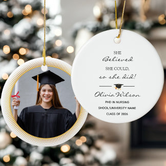 Adorno De Cerámica She Believed She Could Custom Photo Graduation
